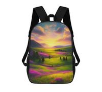 sinyumoney Children's Backpack 3D Printed Sunset Over Rolling Hills Schoolbag Student Daypack Fashion Casual Lightweight School Bags for School College Travel 17inch