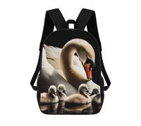 sinyumoney Children's Backpack 3D Printed Swan Family Portrait Schoolbag Student Daypack Fashion Casual Lightweight School Bags for School College Travel 17inch