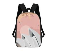 sinyumoney Children's Backpack 3D Printed Sydney Australia Travel Print Schoolbag Student Daypack Fashion Casual Lightweight School Bags for School College Travel 17inch