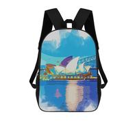 sinyumoney Children's Backpack 3D Printed Sydney in Watercolor Schoolbag Student Daypack Fashion Casual Lightweight School Bags for School College Travel 17inch
