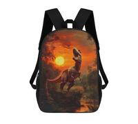 sinyumoney Children's Backpack 3D Printed T-Rex Sunset Schoolbag Student Daypack Fashion Casual Lightweight School Bags for School College Travel 17inch