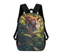 sinyumoney Children's Backpack, 3D Printed Tiger in The Jungle Backpack, Backpack for Boys Girls, 17 Inch Adjustable Lightweight School Bag for Primary School 17inch