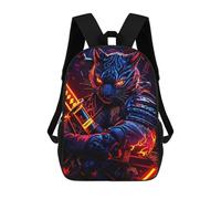 sinyumoney Children's Backpack, 3D Printed Tiger Samurai Warrior Backpack, Backpack for Boys Girls, 17 Inch Adjustable Lightweight School Bag for Primary School 17inch