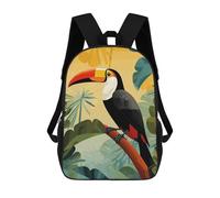 sinyumoney Children's Backpack 3D Printed Toucan in Tropical Jungle Schoolbag Student Daypack Fashion Casual Lightweight School Bags for School College Travel 17inch