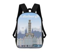 sinyumoney Children's Backpack, 3D Printed Travel to Edinburgh Backpack, Backpack for Boys Girls, 17 Inch Adjustable Lightweight School Bag for Primary School 17inch