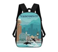 sinyumoney Children's Backpack 3D Printed Travel to Vancouver Schoolbag Student Daypack Fashion Casual Lightweight School Bags for School College Travel 17inch