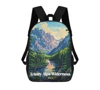 sinyumoney Children's Backpack 3D Printed Trinity Alps Wilderness USA Landscape Art Schoolbag Student Daypack Fashion Casual Lightweight School Bags for School College Travel 17inch
