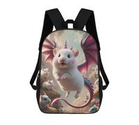 sinyumoney Children's Backpack 3D Printed Unicorn White Mouse Dragon Hybrid Schoolbag Student Daypack Fashion Casual Lightweight School Bags for School College Travel 17inch