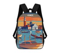 sinyumoney Children's Backpack 3D Printed Venice at Dusk Schoolbag Student Daypack Fashion Casual Lightweight School Bags for School College Travel 17inch