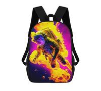 sinyumoney Children's Backpack, 3D Printed Vibrant Astronaut in Space Backpack, Backpack for Boys Girls, 17 Inch Adjustable Lightweight School Bag for Primary School 17inch