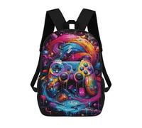 sinyumoney Children's Backpack, 3D Printed Vibrant Gaming Controller Artwork -156 Backpack, Backpack for Boys Girls, 17 Inch Adjustable Lightweight School Bag for Primary School 17inch