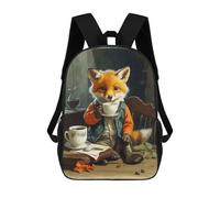 sinyumoney Children's Backpack 3D Printed Vintage Fox Cub Coffe Schoolbag Student Daypack Fashion Casual Lightweight School Bags for School College Travel 17inch