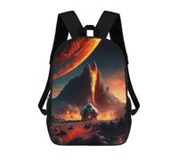 sinyumoney Children's Backpack 3D Printed Volcanic Alien Planet Schoolbag Student Daypack Fashion Casual Lightweight School Bags for School College Travel 17inch