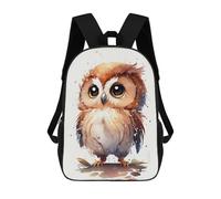 sinyumoney Children's Backpack 3D Printed Watercolor Owl Art Print Schoolbag Student Daypack Fashion Casual Lightweight School Bags for School College Travel 17inch