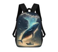 sinyumoney Children's Backpack, 3D Printed Whale in Space-1 Backpack, Backpack for Boys Girls, 17 Inch Adjustable Lightweight School Bag for Primary School 17inch