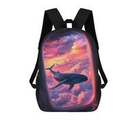 sinyumoney Children's Backpack, 3D Printed Whale in The Clouds Backpack, Backpack for Boys Girls, 17 Inch Adjustable Lightweight School Bag for Primary School 17inch