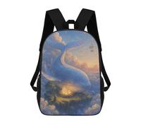 sinyumoney Children's Backpack 3D Printed Whale in The Sky with Islands Guarding Glowing Nest Eggs Schoolbag Student Daypack Fashion Casual Lightweight School Bags for School College Travel 17inch