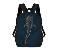 sinyumoney Children's Backpack 3D Printed Whale Shark in Gold Schoolbag Student Daypack Fashion Casual Lightweight School Bags for School College Travel 17inch