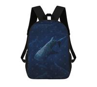 sinyumoney Children's Backpack 3D Printed Whale Sharks Schoolbag Student Daypack Fashion Casual Lightweight School Bags for School College Travel 17inch