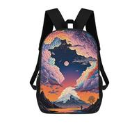 sinyumoney Children's Backpack, 3D Printed Whimsical Cloudscape with Mountain Backpack, Backpack for Boys Girls, 17 Inch Adjustable Lightweight School Bag for Primary School 17inch