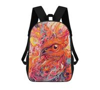 sinyumoney Children's Backpack, 3D Printed Whimsical Phoenix Portrait Backpack, Backpack for Boys Girls, 17 Inch Adjustable Lightweight School Bag for Primary School 17inch