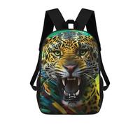 sinyumoney Children's Backpack, 3D Printed Wild Leopard Roar Backpack, Backpack for Boys Girls, 17 Inch Adjustable Lightweight School Bag for Primary School 17inch
