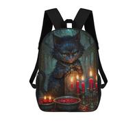 sinyumoney Children's Backpack 3D Printed Witch Cheshire Cat with Red Candles Schoolbag Student Daypack Fashion Casual Lightweight School Bags for School College Travel 17inch