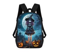 sinyumoney Children's Backpack 3D Printed Witch Schoolbag Student Daypack Fashion Casual Lightweight School Bags for School College Travel 17inch