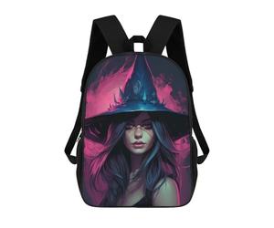 sinyumoney Children's Backpack, 3D Printed Witch's Enchanted Hat Backpack, Backpack for Boys Girls, 17 Inch Adjustable Lightweight School Bag for Primary School 17inch