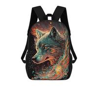 sinyumoney Children's Backpack 3D Printed Wolf Enchanted Forest Schoolbag Student Daypack Fashion Casual Lightweight School Bags for School College Travel 17inch