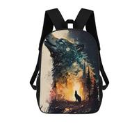 sinyumoney Children's Backpack, 3D Printed Wolf's Majesty A Digital Artwork Backpack, Backpack for Boys Girls, 17 Inch Adjustable Lightweight School Bag for Primary School 17inch