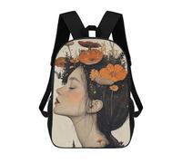 sinyumoney Children's Backpack 3D Printed Woman Mushroom Crown Schoolbag Student Daypack Fashion Casual Lightweight School Bags for School College Travel 17inch