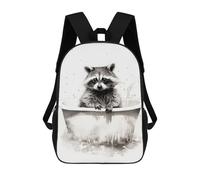 sinyumoney Children's Backpack 3D Raccoon Bathroom Animal Printed Bags Schoolbag Lightweight School Bags Fashion Fun Knapsack Student Daypack for Children 17inch