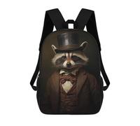sinyumoney Children's Backpack 3D Raccoon Funny Animal Printed Bags Schoolbag Lightweight School Bags Fashion Fun Knapsack Student Daypack for Children 17inch