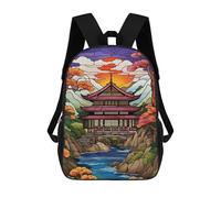 sinyumoney Children's Backpack 3D Retro Japanese Landscape Printed Bags Schoolbag Lightweight School Bags Fashion Fun Knapsack Student Daypack for Children 17inch
