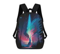 sinyumoney Children'S Backpack 3D Rocket in The Night Sky Printed Bags Schoolbag Lightweight School Bags Fashion Fun Knapsack Student Daypack For Children 17inch