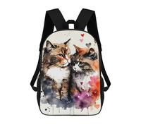 sinyumoney Children's Backpack 3D Romantic Cat Couple Printed Bags Schoolbag Lightweight School Bags Fashion Fun Knapsack Student Daypack for Children 17inch
