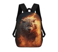 sinyumoney Children'S Backpack 3D Running Wolf Evil Fire Printed Bags Schoolbag Lightweight School Bags Fashion Fun Knapsack Student Daypack For Children 17inch