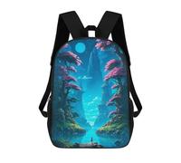 sinyumoney Children'S Backpack 3D Serene Moonlit River Printed Bags Schoolbag Lightweight School Bags Fashion Fun Knapsack Student Daypack For Children 17inch