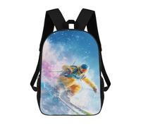 sinyumoney Children's Backpack 3D Snowboarder in Action -15 Printed Bags Schoolbag Lightweight School Bags Fashion Fun Knapsack Student Daypack for Children 17inch