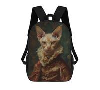 sinyumoney Children's Backpack 3D Sphynx Cat Renaissance Printed Bags Schoolbag Lightweight School Bags Fashion Fun Knapsack Student Daypack for Children 17inch