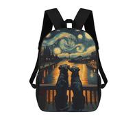 sinyumoney Children'S Backpack 3D Starry Night And Couple Dogs Printed Bags Schoolbag Lightweight School Bags Fashion Fun Knapsack Student Daypack For Children 17inch
