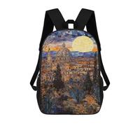 sinyumoney Children's Backpack 3D Starry Night Cityscape Mosaic Printed Bags Schoolbag Lightweight School Bags Fashion Fun Knapsack Student Daypack for Children 17inch
