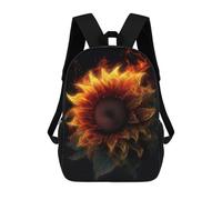 sinyumoney Children's Backpack 3D Sunflower Flames Smoke Printed Bags Schoolbag Lightweight School Bags Fashion Fun Knapsack Student Daypack for Children 17inch