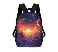 sinyumoney Children's Backpack 3D Sunset in A Starry Sky Printed Bags Schoolbag Lightweight School Bags Fashion Fun Knapsack Student Daypack for Children 17inch