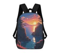 sinyumoney Children'S Backpack 3D Sunset on The Horizon Printed Bags Schoolbag Lightweight School Bags Fashion Fun Knapsack Student Daypack For Children 17inch
