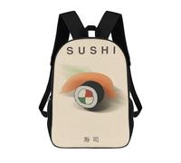 sinyumoney Children's Backpack 3D Sushi Sensation Printed Bags Schoolbag Lightweight School Bags Fashion Fun Knapsack Student Daypack for Children 17inch
