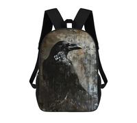 sinyumoney Children's Backpack 3D The Raven Contemporary Art Printed Bags Schoolbag Lightweight School Bags Fashion Fun Knapsack Student Daypack for Children 17inch
