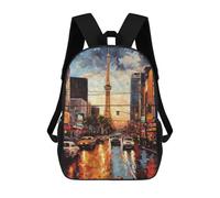 sinyumoney Children's Backpack 3D The Strip Las Vegas USA Printed Bags Schoolbag Lightweight School Bags Fashion Fun Knapsack Student Daypack for Children 17inch