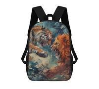sinyumoney Children's Backpack 3D Tiger Lion Abstract Art Printed Bags Schoolbag Lightweight School Bags Fashion Fun Knapsack Student Daypack for Children 17inch